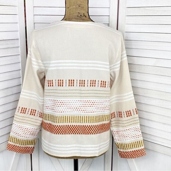 Soft Surroundings Juliet Woven Tasseled Cardigan Topper Jacket Beige Small - Picture 5 of 15